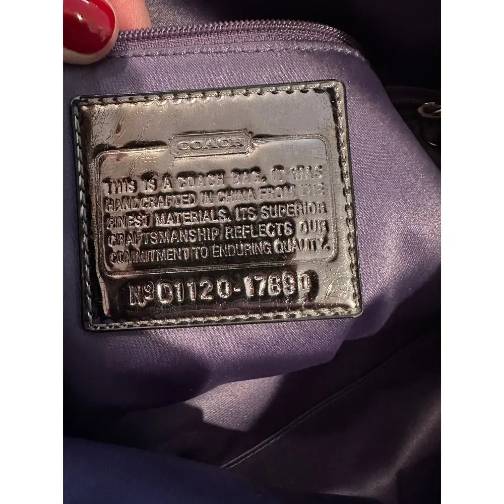 COACH Poppy Metallic Lurex Glam Signature Black n Grey Canvas Tote Shoulder Bag